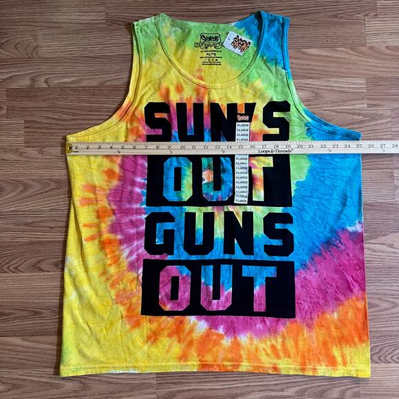 NWT Spencers XL Tie Dye Tank Top Suns Out Guns Out Rainbow Pride Festival Tee - Picture 4 of 8